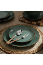 Stone Lain Brasa Modern Stoneware 16 Piece Dinnerware Sets, Plates and Bowls Sets, Dish Set for 4, Green