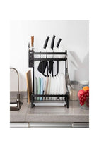 2-Tier Dish Drying Rack Black 35 x 22 x 40cm