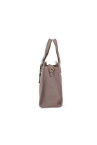 Women Grey Textured Double Handle Workwear Handheld Bag With Detachable Strap