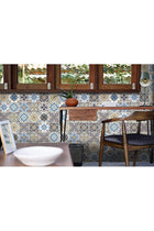 Self-Adhesive Wall Tile Decals, Turkey Style Tile Decoration Stickers for Walls, 10 Pcs Removable Wall Stickers Environmentally, Waterproof Decals for Bathroom Kitchen Adhesive Decor 5.9x5.9Inch