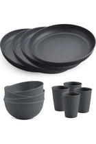 Plastic Plates and Bowls Set - 12 PCS Unbreakable Tableware Set