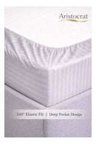 3-Piece Striped Microfiber Fitted Sheet Set King 180x200cm – Soft Elastic Deep Pocket 17cm, Silver