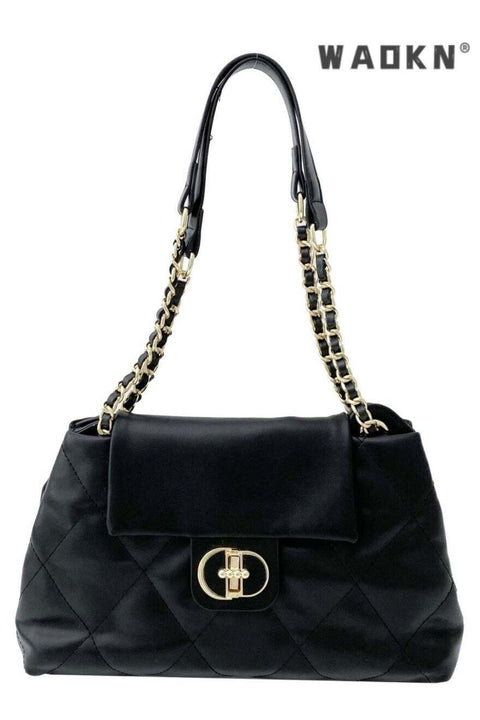 Women's Fashion Simple Shoulder Bag, Lingked Armpit Bag Sling Bag Side Bag, Solid Color PU Leather Chain Tote Bag Handbag Gift