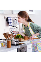 CENXI Wooden Cooking Spoons, Cooking Utensils 6pcs, Natural Teak Wooden Spatulas, with Utensils Holder