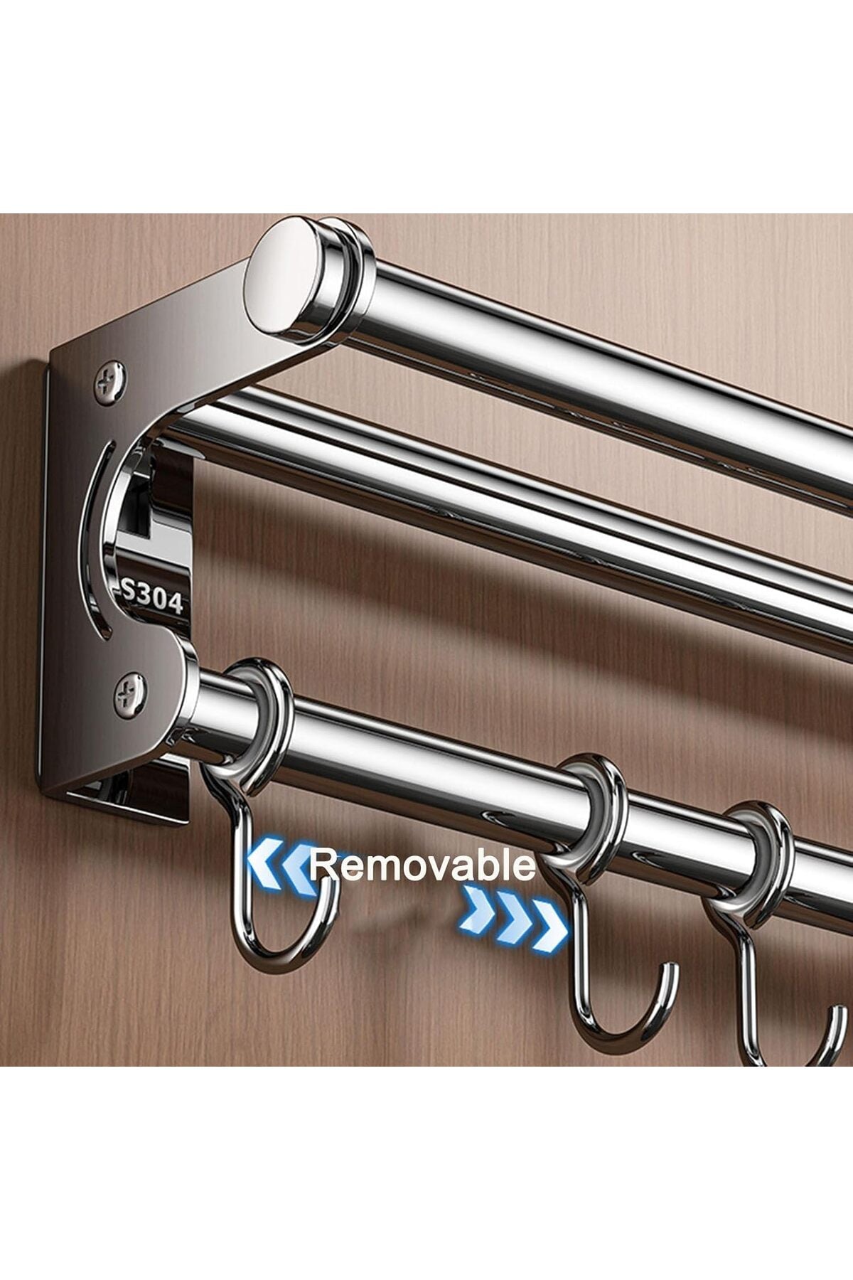 Wall Mount Knife Holder, Kitchen Utensil Hanger with 10 Hooks, 50CM Grey Storage Rack for Spatula Spoon Cutlery, Space Saving Organizer, Easy Clean Wall Mounted Tool Rail for Kitchen Utensils