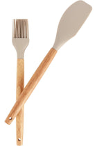 RF12957 7-Piece Silicone Kitchen Utensils Set with Wooden Handles – Heat-Resistant Cooking Tools with Holder, Spatula, Turner, Ladle, Oil Brush, Whisk & Food Tongs
