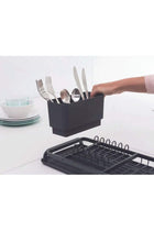 117268 Compact Dish Drying Rack with Draining Tray, Dark Grey