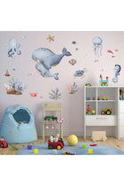 Ocean Animals Wall Decals - Under The Sea Marine Theme Wall Stickers - Girls Baby Nursery Kids Room Daycare Wall Decor