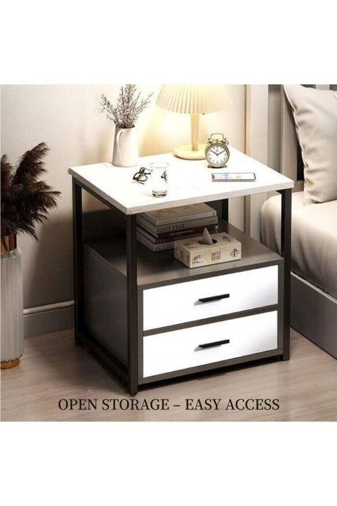 NightStand, Bedside Tables with Storage Shelf and Drawer, Modern End Table Side Table, Bedroom Storage Cabinet, Wood Night Stand Sofa Side Table for Living Room Bedroom,40*34*50cm (White)