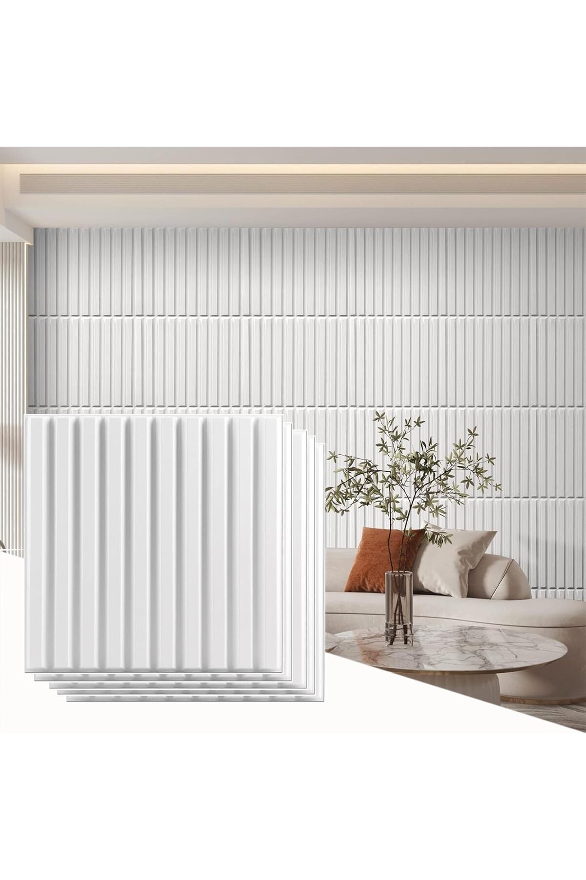 3D Wall Panels Peel and Stick, Slat Wall Panel for Modern Decor, Wall Accents for Interior Wall Decor, 12 Pack PVC Flower Textured Wall Panels for Living Room Lobby Bedroom Hotel Office