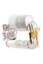 2-Tier Dish Drying Rack Silver 41.50 x 14.00 x 25.50cm