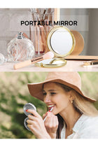 Compact Round Mirror, Set of 2 Double-Sided 1X/2X Magnifying Purse Pocket Makeup Mirrors(Gold and Silver)