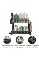 Dish Drying Rack Multifunctional Dish Rack Rustproof Kitchen Dish Drying Rack with Drainboard Space-Saving 2-Tier Dish Drying Rack with Utensil Holder & Cup Holder for Kitchen Counter (Black)