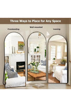 Arched Full-Length Floor Mirror Large Black Frame Dressing Mirror for Bedroom & Living Room (180X90cm)