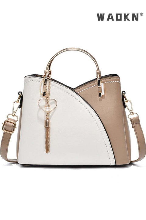 Women's Fashion Patchwork Contrasting Leather Crossbody Bag Adjustable And Detachable Exquisite Handbag Zippered Multi Layered Design Shoulder Bag,Stitching Totes Satchel Shoulder Bag