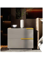 Modern Bedside Table Small Wooden Table with 2 Drawers and Spacious Countertop for Bed Side Sofa End Simple Nightstand Bedside Cabinet with Storage for Bedroom Living Room (Grey)