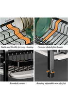 2-Tier Double Layer Stainless Steel Rust-Proof Dish Drying Rack with Drip Tray & Utensil Holder