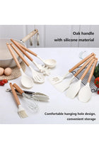 Kitchen Utensils Set, 34 Pcs Silicone Cooking Utensils Set, for Nonstick Cookware, 446℉Heat Resistance Silicone Spatulas Set, Wood Handle-Kitchen Gadgets Tools (White)