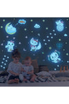 Glow in The Dark Stars for Girl's Room, Glowing Cats Cartoon Wall/Ceiling Decals, Kitten Butterflies Stickers for Kids Bedroom, Luminous Wall Decor for Nursery (Blue)