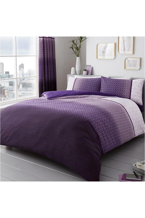 Double Duvet Cover Set (200cm x 200cm) - Polycotton Bedding Purple