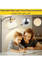 FUOE Floor Lamp with Remote Control 3 Color Temperatures, Long Lamp with Adjustable Linen Shade