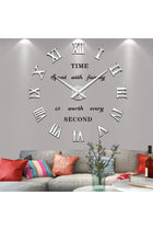 Vangold Large 3D DIY Wall Clock Roman Numerals Clock Frameless Mirror Surface Wall Sticker Home Decor for Living Room Bedroom (Silver)