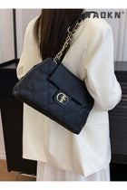 Women's Fashion Simple Shoulder Bag, Lingked Armpit Bag Sling Bag Side Bag, Solid Color PU Leather Chain Tote Bag Handbag Gift