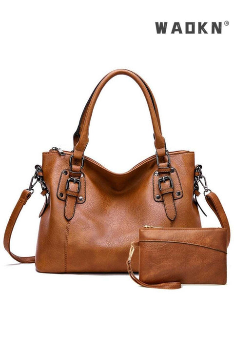 Large Capacity Handbags Bags,Large Crossbody Bags Ladies Shoulder Handbags Purse Set for Women Hobo Totes PU Leather Purses and Handbags Shoulder Bag Vegan Leather Tote, Brown