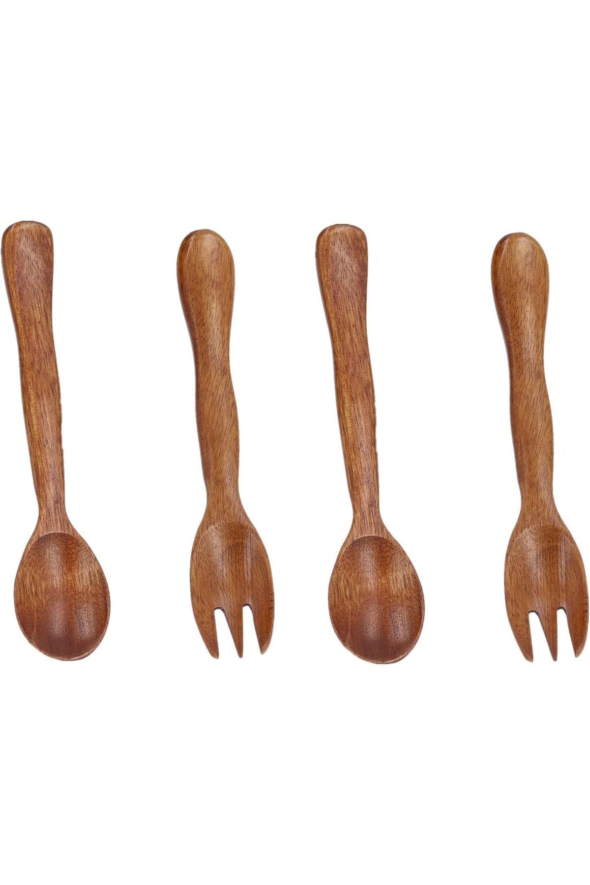 Wooden Spoons and Forks, 4pcs Wooden Spoons Fork Utensil Set Spoon Fork Cutlery Set Dinner Utensil Set