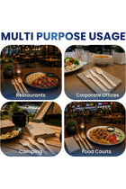 Disposable Bamboo Fork, Spoon and Knife with Napkin Cutlery Set 100-Pieces, Wooden