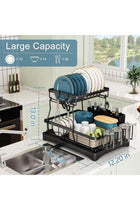 FALAHOM Large Dish Drying Rack for Kitchen Counter, Detachable Dish Drainer Organizer with Utensil Holder & Cup Holder & Drain Board & Cutting Board Holder, Large Capacity Dish Drainer