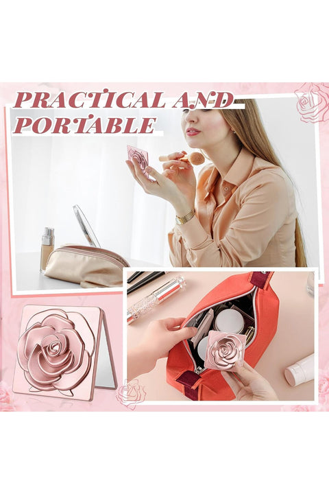 YKingder 10 Set Rose Compact Mirror Gifts Bulk Pocket Mirror with Thank You Tags Bag for Women Wedding Guests Bridal Shower Quinceanera Party Gifts Favors Souvenir(Rose Gold)