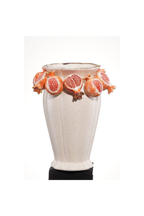 Cerelia Pomegranate Vase 24.2X24.2X31Cm -Cream/Red