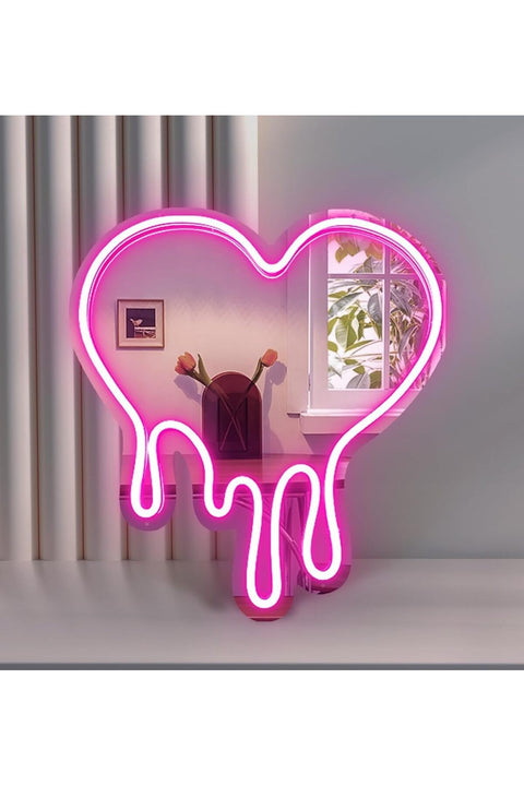 Melting Heart Mirror, Neon Signs Mirror for Wall Decor, Acrylic Makeup Mirror for Dresser Locker Room Livingroom Bedroom Room Wall, Kawaii Cat Vanity Mirror for Teen Girl Gift