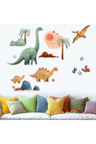 Dinosaur Wall Decals - Palm Tree Watercolor Dino Wall Stickers - Nursery Kids Baby Boys Room Daycare Playroom Classroom Wall Decor