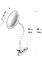 10x Magnifying Makeup & Shaving Mirror, Clip On Gooseneck with LED Light, 360° Swivel, Adjustable Brightness, USB Rechargeable for Bathroom (White)