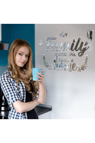 3D Acrylic Mirror Wall Decor, Family Mirror Wall Letter Stickers, DIY Removable Family Makes This House a Home Art Decals, Inspirational Quote Decal, for Home Living Room Bedroom(Silver)