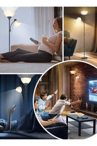 LED Floor Lamp with Double Lights, Vertical Ground Lamp With Adjustable Reading Light, Standing Light for Living Room, Bedroom, Office