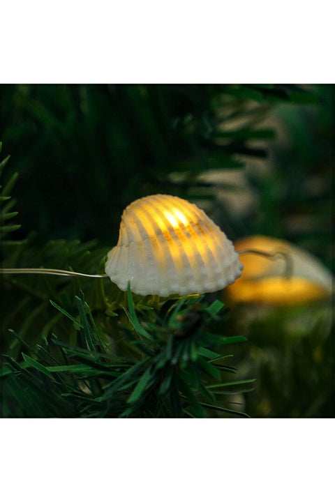 Marketplace New In Holiday Sea Shell Garland Wreath Battery Operated LED Fairy String Lights - Yellow