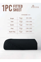 Pure Combed Cotton Fitted Bedsheet King Size 180x200 cm Black, 400 Thread Count Cool Luxury Soft