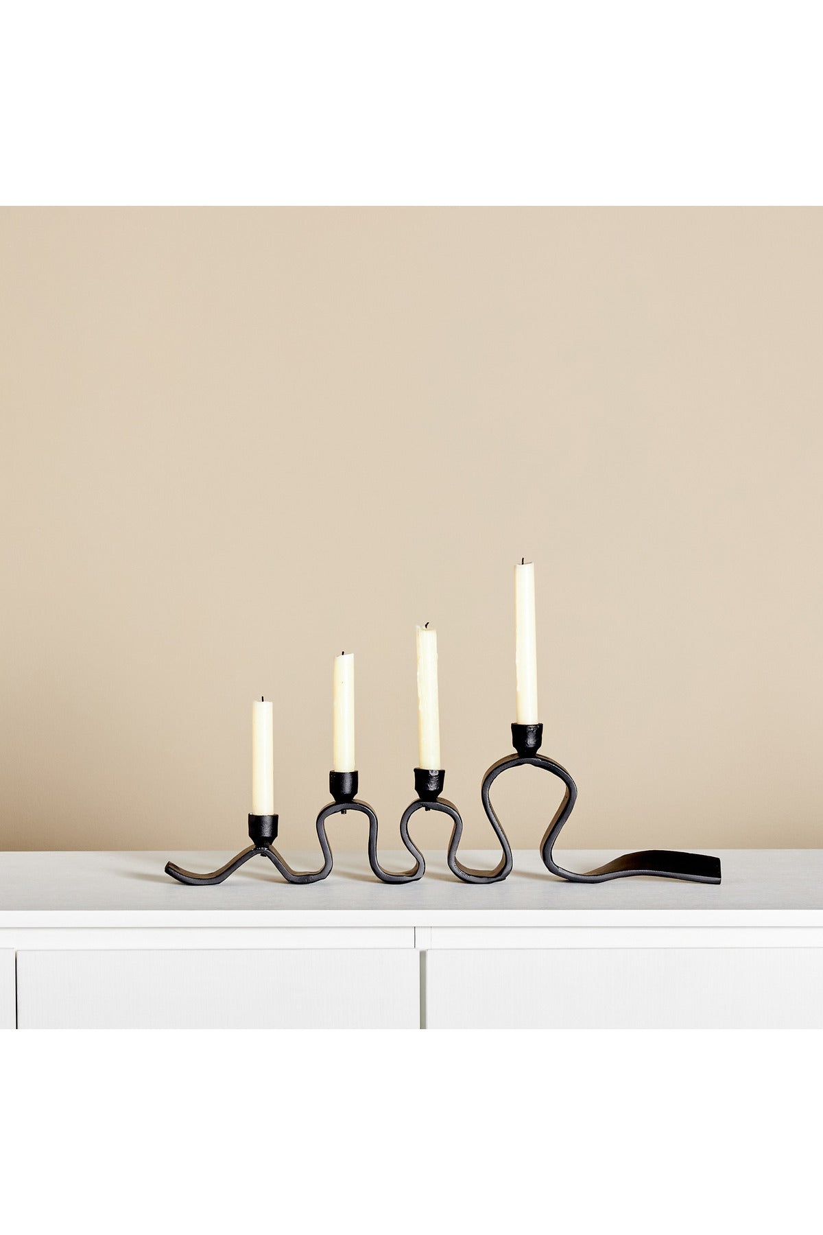Charcoal Curvy 4-Taper Candleholder