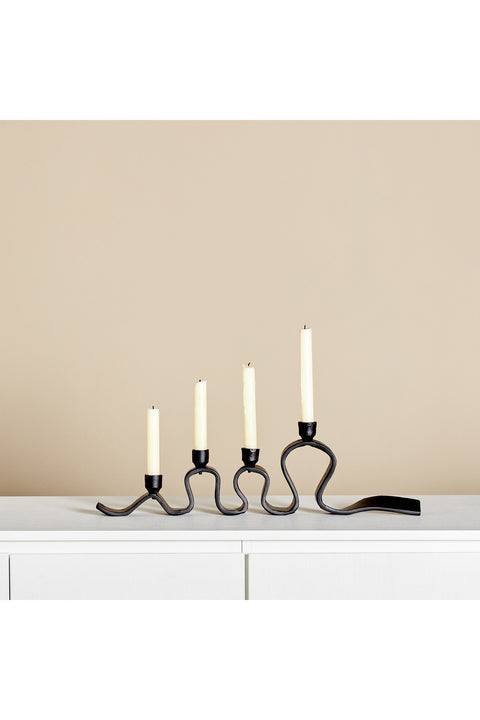 Charcoal Curvy 4-Taper Candleholder