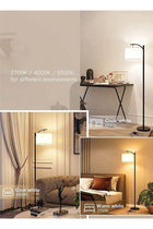 Modern Retro Warm LED Floor Lamp With White Light, 3 Colors Adjustable, Standing Hanging Linen Light
