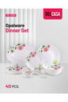 DC3383 Opalware Dinner 40-Pieces Set, White/Pink