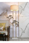 Modern Gold Floor Lamp with Fabric Shade – Elegant Tall Standing Lamp with Sturdy Base, Soft Ambi