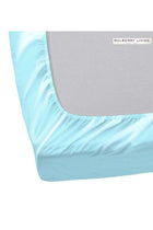 Polyester Queen Fitted Bedsheet Set-300 TC Silken Berry Art Silk Satin, Light Blue