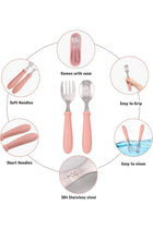 Kids Cutlery Set with Case, Round Edge Stainless Steel, BPA Free Spoon & Fork, Hygienic 304 Stainless Steel
