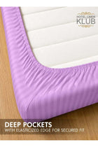 1-Piece Microfiber Fitted Sheet Striped, Color Lilac, Design Soft Fabric Deep Pocket Elastic Edge Bed Linen