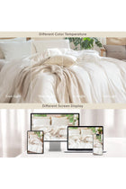 Bedding Duvet Cover Set 100% Washed Cotton Linen Like Textured Breathable Durable Soft Comfy (Off White, Queen)