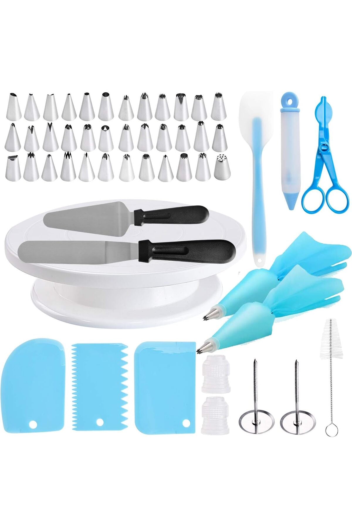 YCbingo 52-in-1 Cake Decorating Supplies Set with Turntable, Tips, Spatulas, Bags & Pen